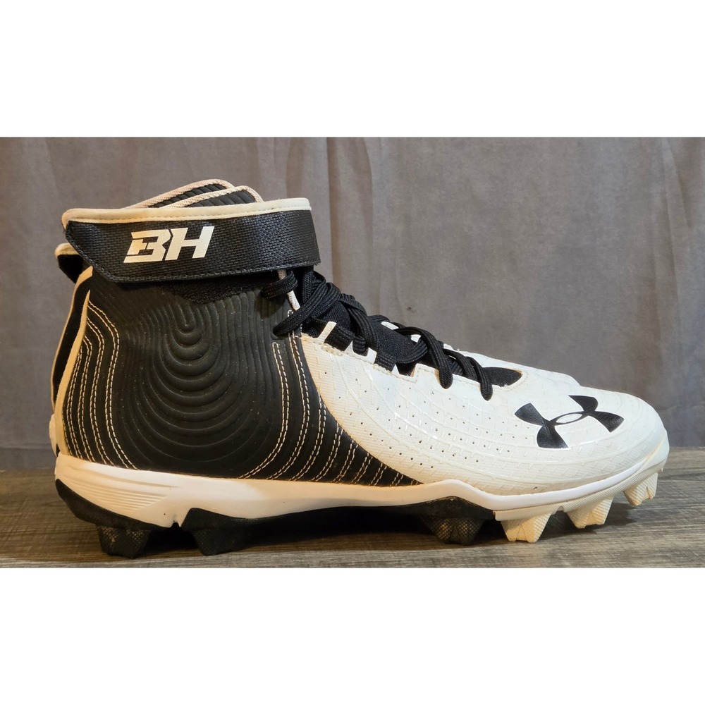 Under Armour Harper 4 Mid RM Baseball Cleats Mens Size 10 Black White